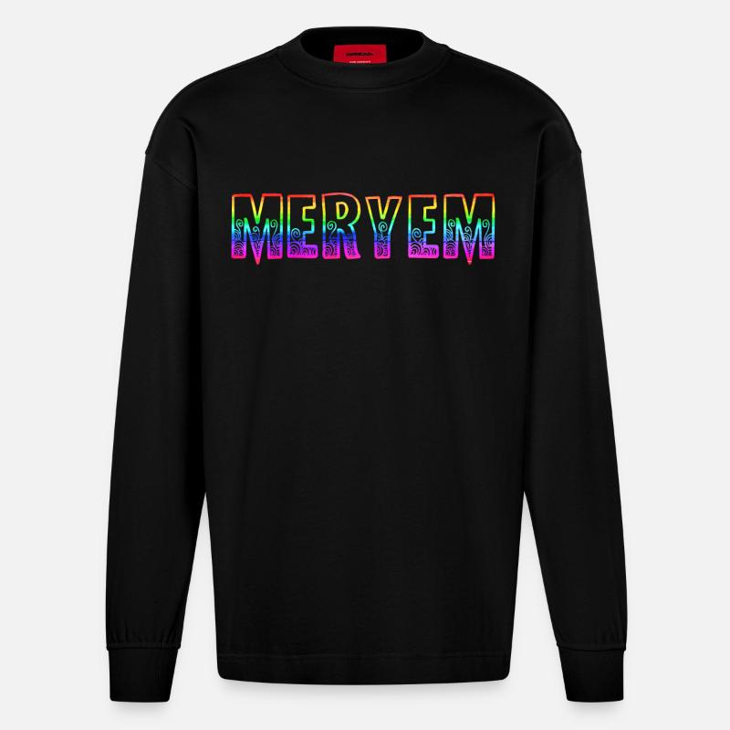 meryem rs regenbogen - Heavyweight Oversized Organic Langarmshirt Made in EU - SOLID BLACK