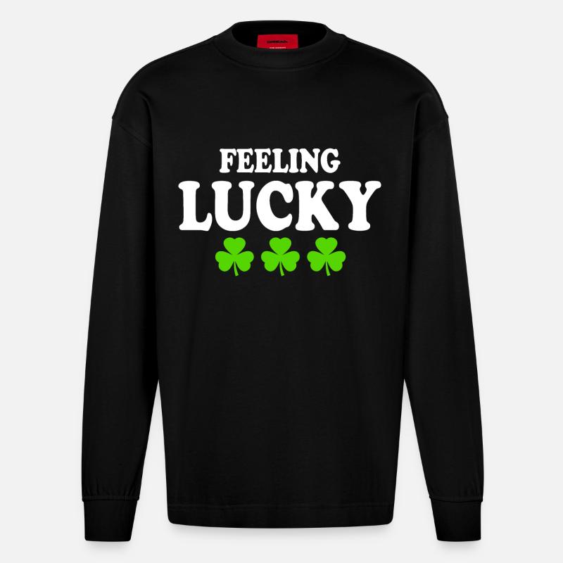 feeling lucky - Heavyweight Oversized Organic Langarmshirt Made in EU - SOLID BLACK
