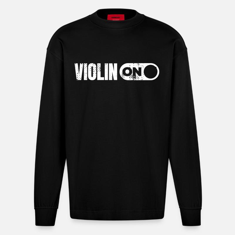 Lustige Violine - Heavyweight Oversized Organic Langarmshirt Made in EU - SOLID BLACK