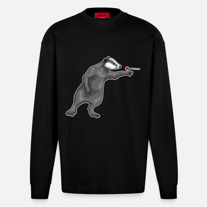 Honigdachs Dart Dartpfeil - Heavyweight Oversized Organic Langarmshirt Made in EU - SOLID BLACK