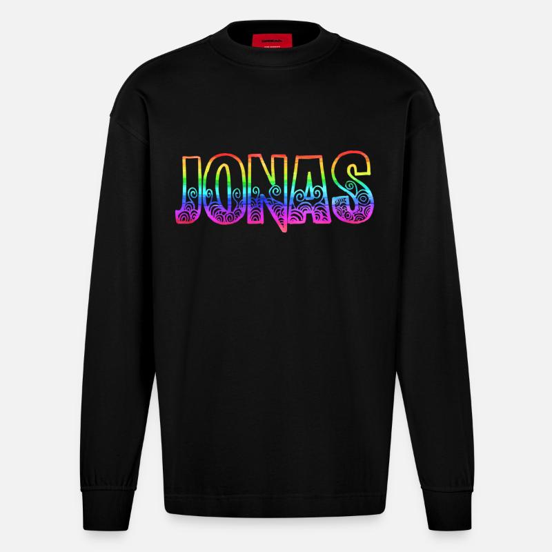 jonas rs regenbogen - Heavyweight Oversized Organic Langarmshirt Made in EU - SOLID BLACK