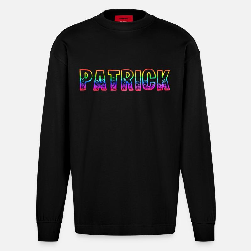 patrick rs regenbogen - Heavyweight Oversized Organic Langarmshirt Made in EU - SOLID BLACK