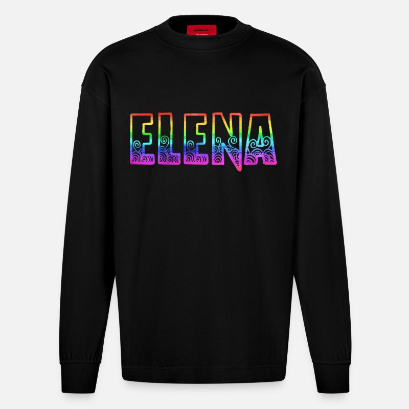 elena rs regenbogen - Heavyweight Oversized Organic Langarmshirt Made in EU - SOLID BLACK