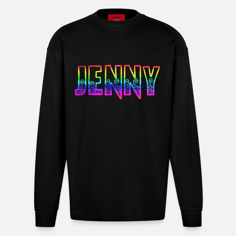 jenny rs regenbogen - Heavyweight Oversized Organic Langarmshirt Made in EU - SOLID BLACK