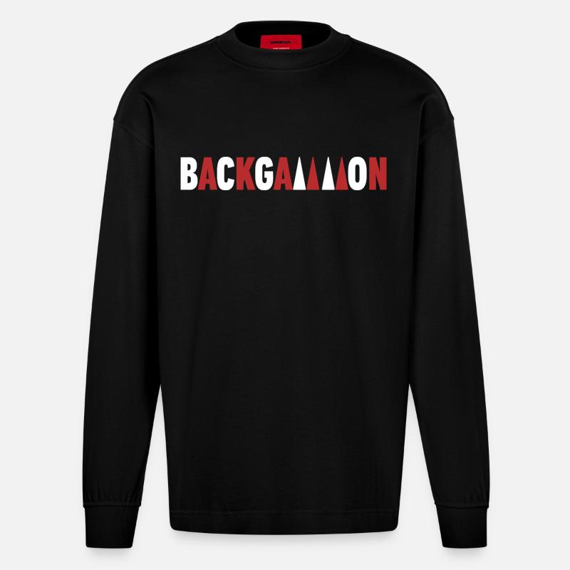 Backgammon - Heavyweight Oversized Organic Langarmshirt Made in EU - SOLID BLACK
