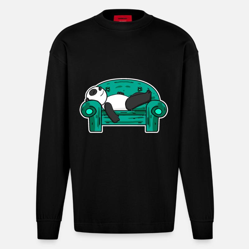 Panda - Heavyweight Oversized Organic Langarmshirt Made in EU - SOLID BLACK