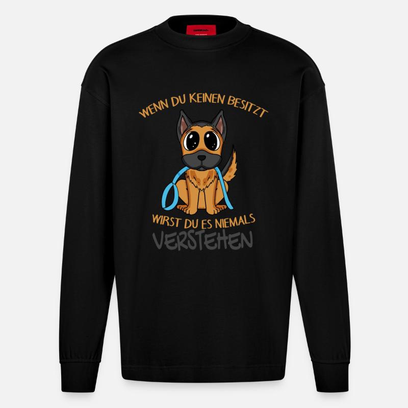 Deutscher Schäferhund - Heavyweight Oversized Organic Langarmshirt Made in EU - SOLID BLACK