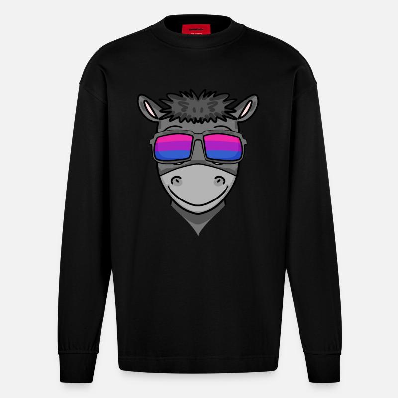 Bisexuell Esel Geschenk - Heavyweight Oversized Organic Langarmshirt Made in EU - SOLID BLACK