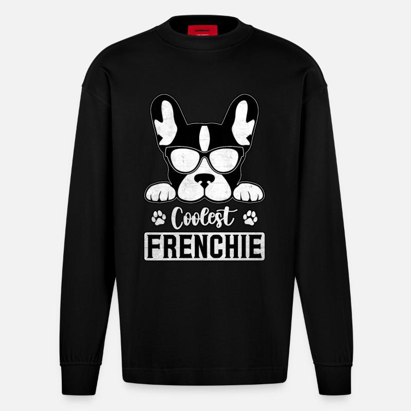 Frenchie le plus cool - Manches longues bio épais oversize fabriqué en UE - SOLID BLACK
