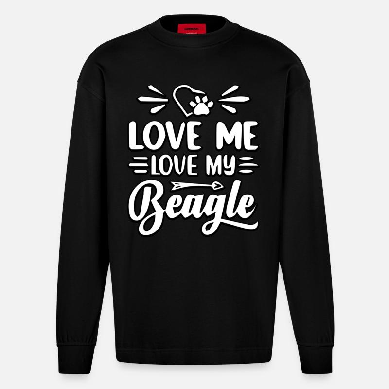 Aime-moi aime mon beagle - Manches longues bio épais oversize fabriqué en UE - SOLID BLACK