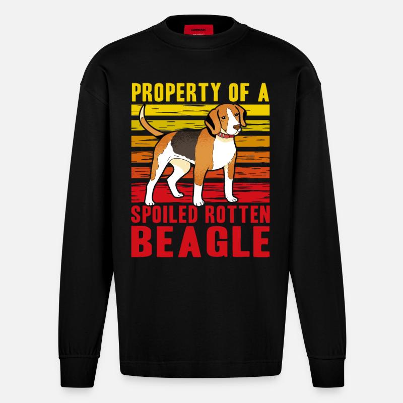 Propriété d’un Beagle pourri gâté - Manches longues bio épais oversize fabriqué en UE - SOLID BLACK