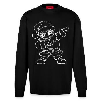 Santa Claus Weihnachtsmann simpel xmas - Heavyweight Oversized Organic Langarmshirt Made in EU - SOLID BLACK - Vorne
