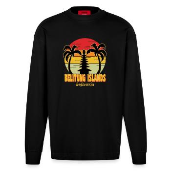 Îles Belitung - Manches longues bio épais oversize fabriqué en UE - SOLID BLACK - Devant