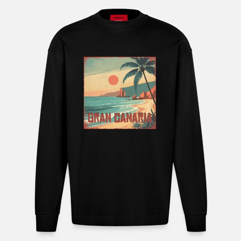 Gran Canaria - Heavyweight Oversized Organic Langarmshirt Made in EU - SOLID BLACK