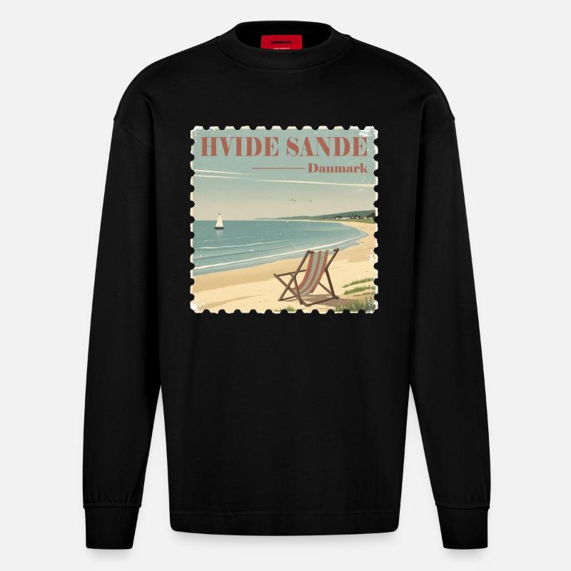 Hvide Sande Dänemark - Heavyweight Oversized Organic Langarmshirt Made in EU - SOLID BLACK