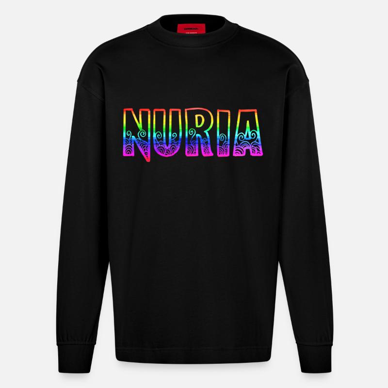 nuria rs regenbogen - Heavyweight Oversized Organic Langarmshirt Made in EU - SOLID BLACK