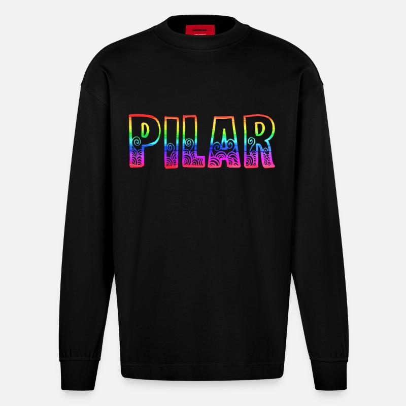 pilar rs regenbogen - Heavyweight Oversized Organic Langarmshirt Made in EU - SOLID BLACK