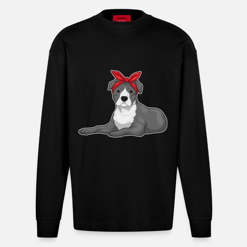 Pitbull Loop - Heavyweight Oversized Organic Longsleeve Shirt Made in EU - SOLID BLACK