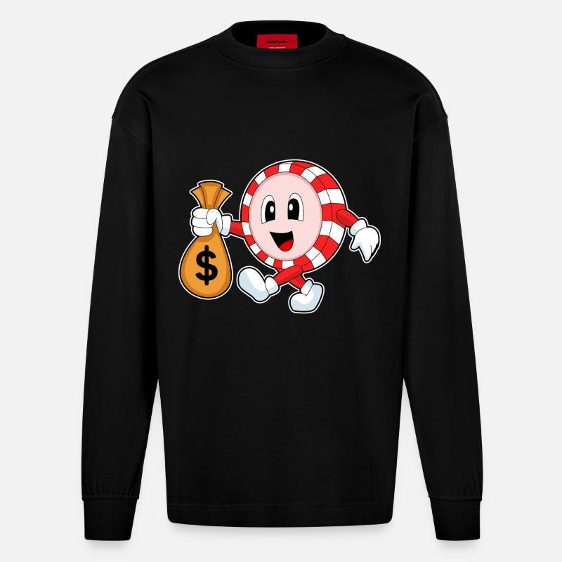 Poker Chips Poker - Heavyweight Oversized Organic Longsleeve Shirt Made in EU - SOLID BLACK