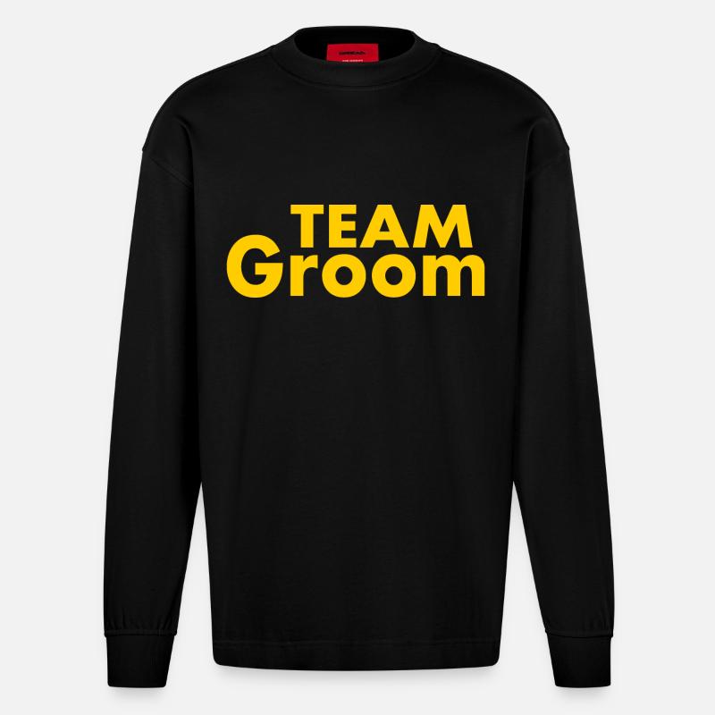 Team groom - Heavyweight Oversized Organic Langarmshirt Made in EU - SOLID BLACK