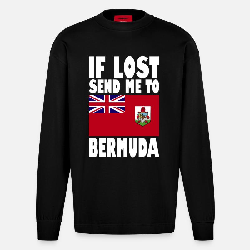 Drapeau des Bermudes - Manches longues bio épais oversize fabriqué en UE - SOLID BLACK