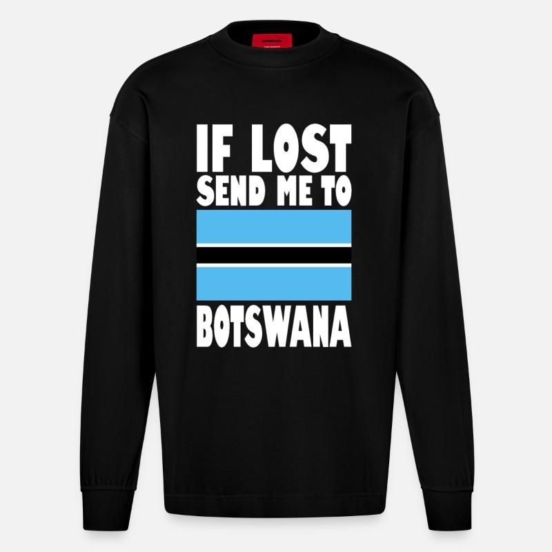 Drapeau du Botswana - Manches longues bio épais oversize fabriqué en UE - SOLID BLACK