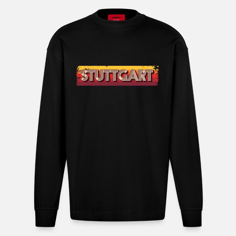 Stuttgartererin Stuttgarterer Stuttgarter - Heavyweight Oversized Organic Langarmshirt Made in EU - SOLID BLACK