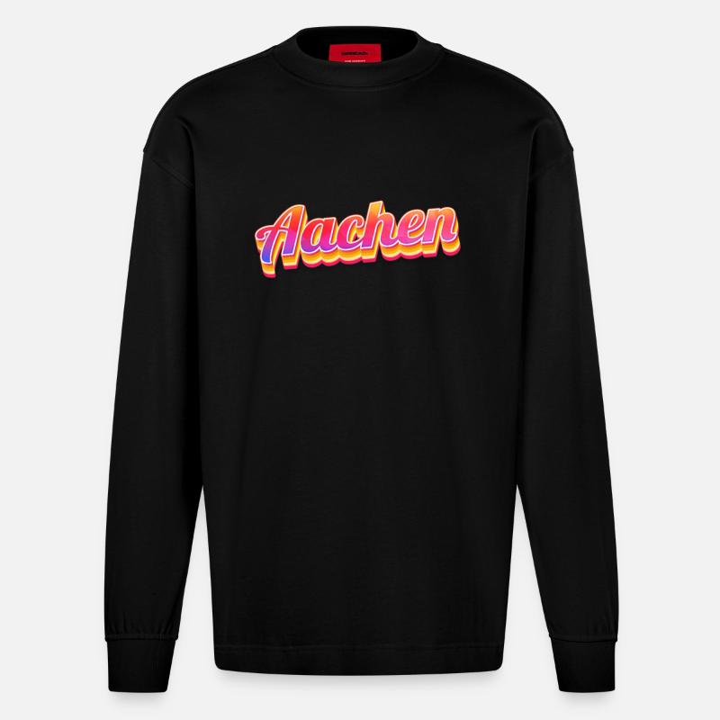 Aachenerin Aachener Aachen - Heavyweight Oversized Organic Langarmshirt Made in EU - SOLID BLACK