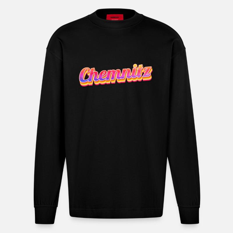Chemnitzerin Chemnitzer Chemnitz - Heavyweight Oversized Organic Langarmshirt Made in EU - SOLID BLACK