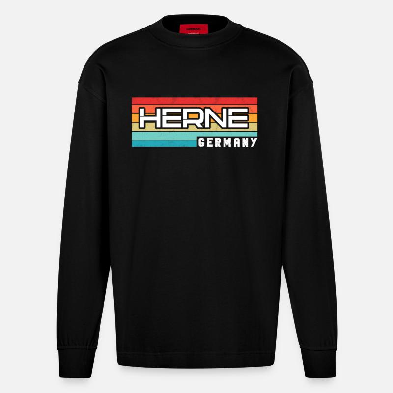 Hernerin Herner Herne - Heavyweight Oversized Organic Langarmshirt Made in EU - SOLID BLACK