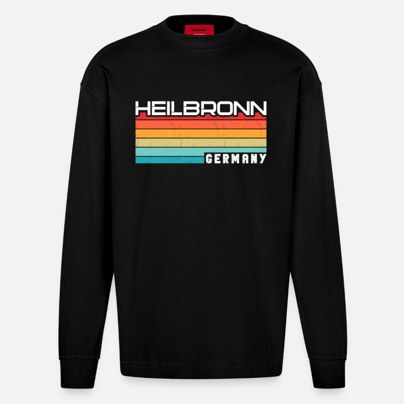 Heilbronnerin Heilbronner Heilbronn - Heavyweight Oversized Organic Langarmshirt Made in EU - SOLID BLACK