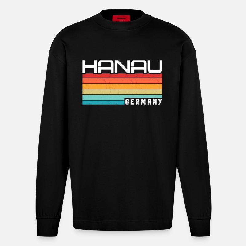 Hanauerin Hanauer Hanau - Heavyweight Oversized Organic Langarmshirt Made in EU - SOLID BLACK