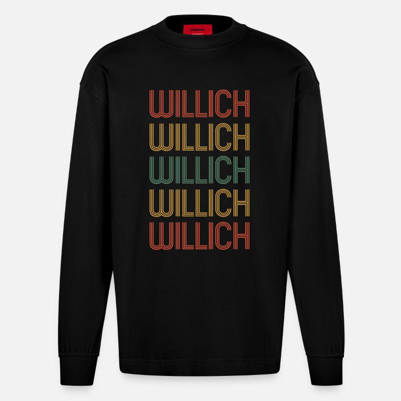 Willicherin Willicher Willich - Heavyweight Oversized Organic Langarmshirt Made in EU - SOLID BLACK