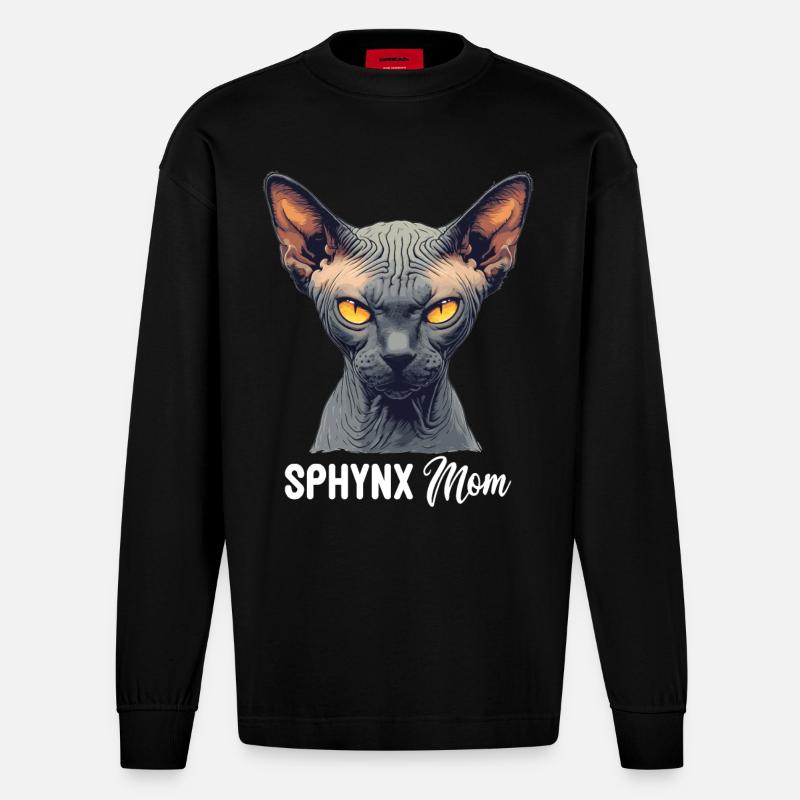 Sphynx Kitten Sphynx Cat - Heavyweight Oversized Organic Longsleeve Shirt Made in EU - SOLID BLACK