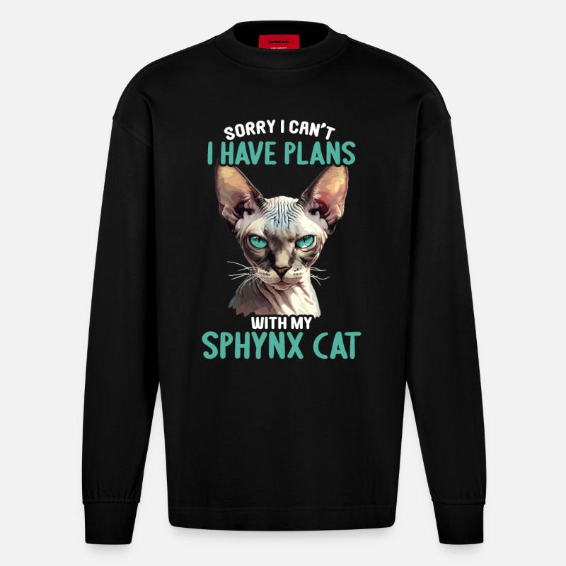Chaton Sphynx Chat Sphynx - Manches longues bio épais oversize fabriqué en UE - SOLID BLACK