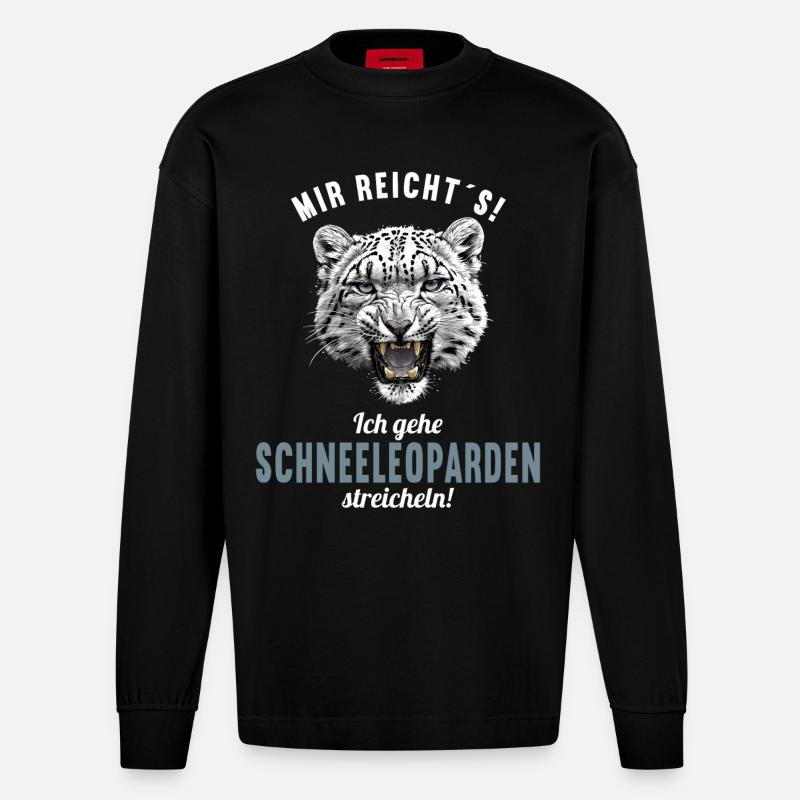 Léopard des neiges Schneeleoparden Schneeleopard - Manches longues bio épais oversize fabriqué en UE - SOLID BLACK