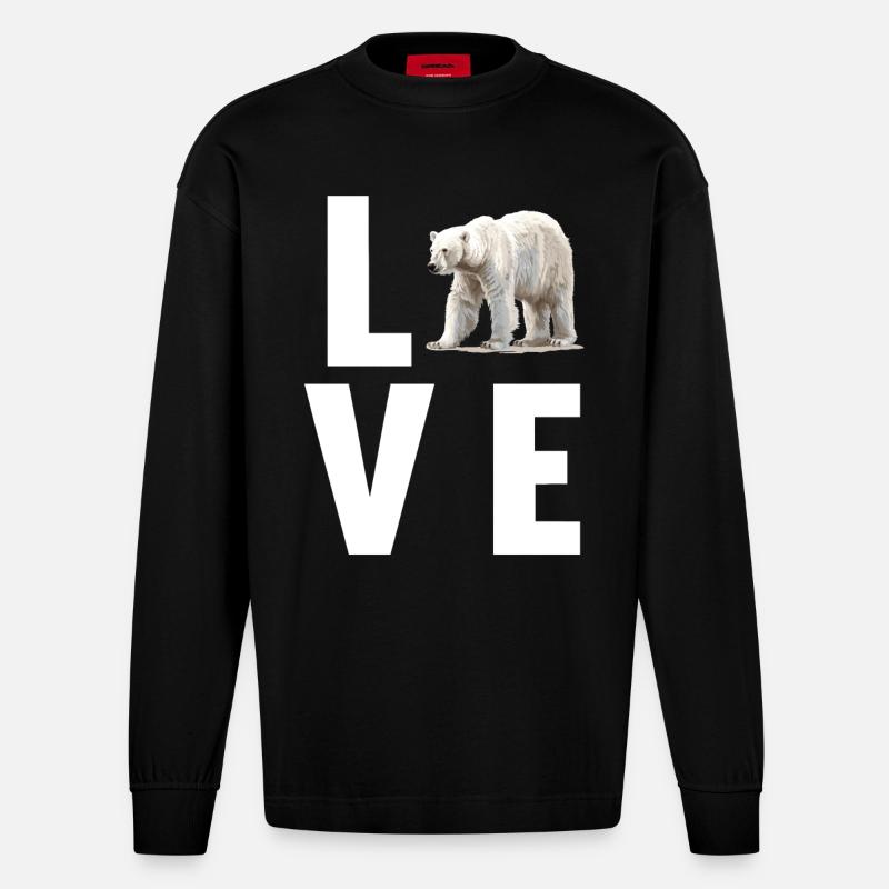 Polar Bear Eisbären Eisbär - Heavyweight Oversized Organic Langarmshirt Made in EU - SOLID BLACK