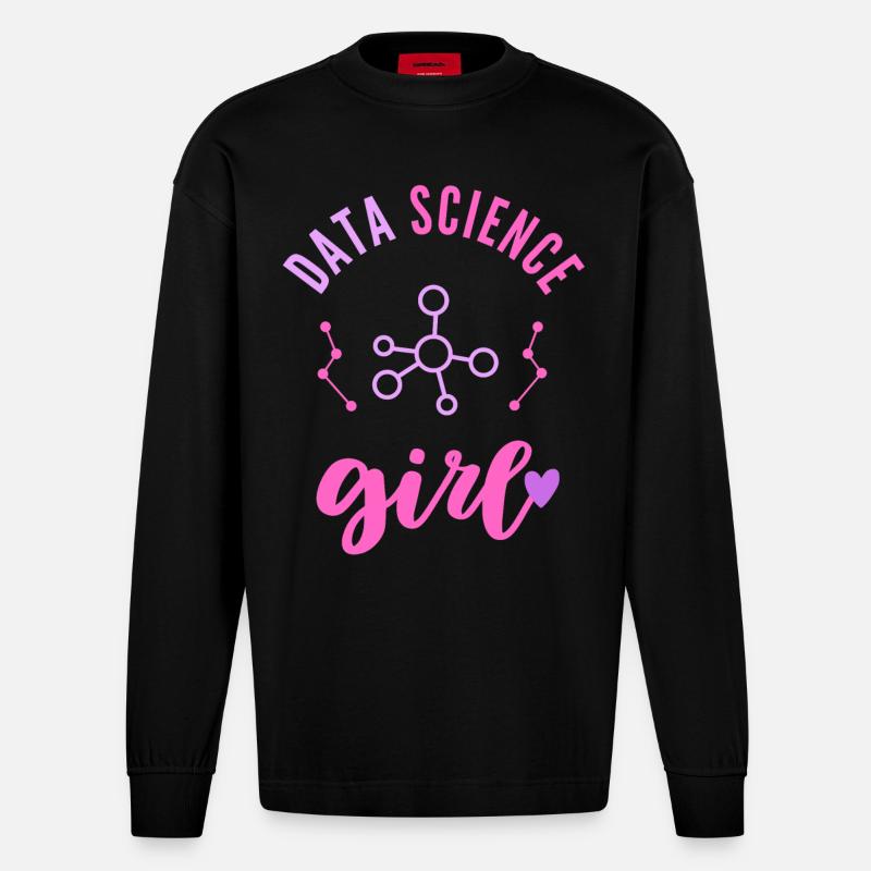 Data Science Mädchen Frau - Heavyweight Oversized Organic Langarmshirt Made in EU - SOLID BLACK