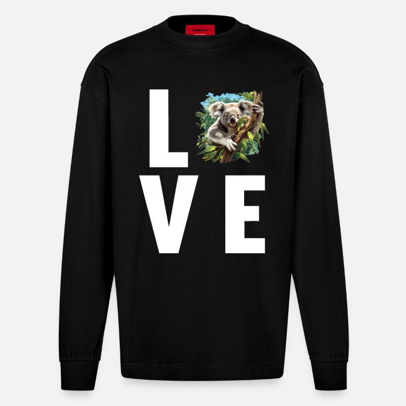 Koalas Koala - Manches longues bio épais oversize fabriqué en UE - SOLID BLACK