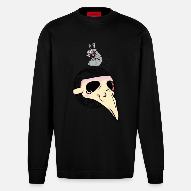 Peste terrestre Planète peste Pollution - Manches longues bio épais oversize fabriqué en UE - SOLID BLACK