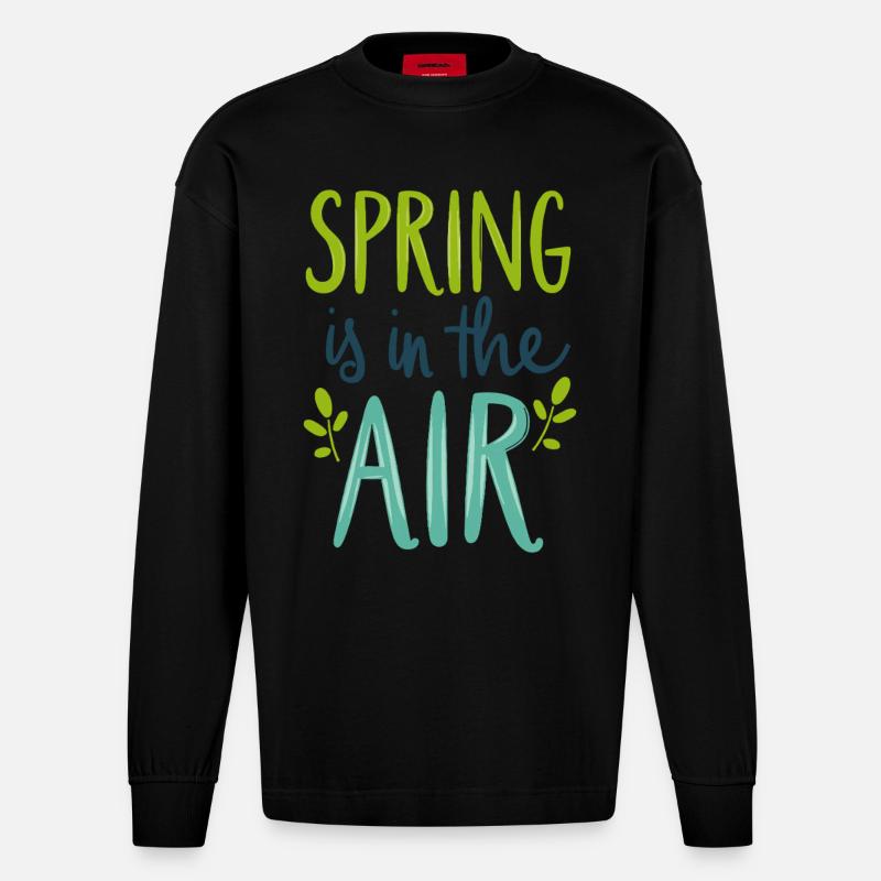 Le printemps est dans l’air - Manches longues bio épais oversize fabriqué en UE - SOLID BLACK