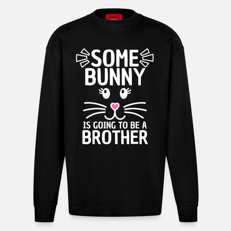 Funny Easter Saying Brother Easter - Heavyweight Oversized Organic Longsleeve Shirt Made in EU - SOLID BLACK