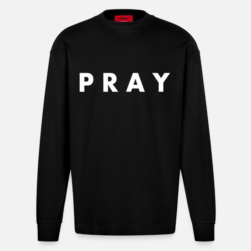 Pray - Heavyweight Oversized Organic Langarmshirt Made in EU - SOLID BLACK