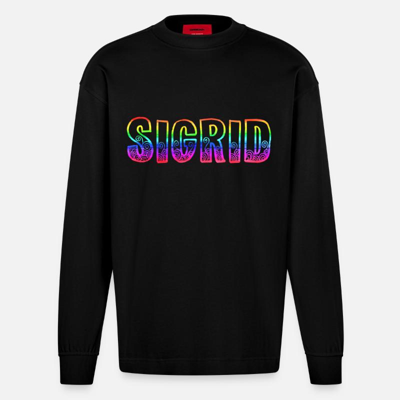 sigrid rs arc-en-ciel - Manches longues bio épais oversize fabriqué en UE - SOLID BLACK