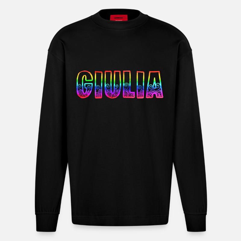 giulia rs regenbogen - Heavyweight Oversized Organic Langarmshirt Made in EU - SOLID BLACK