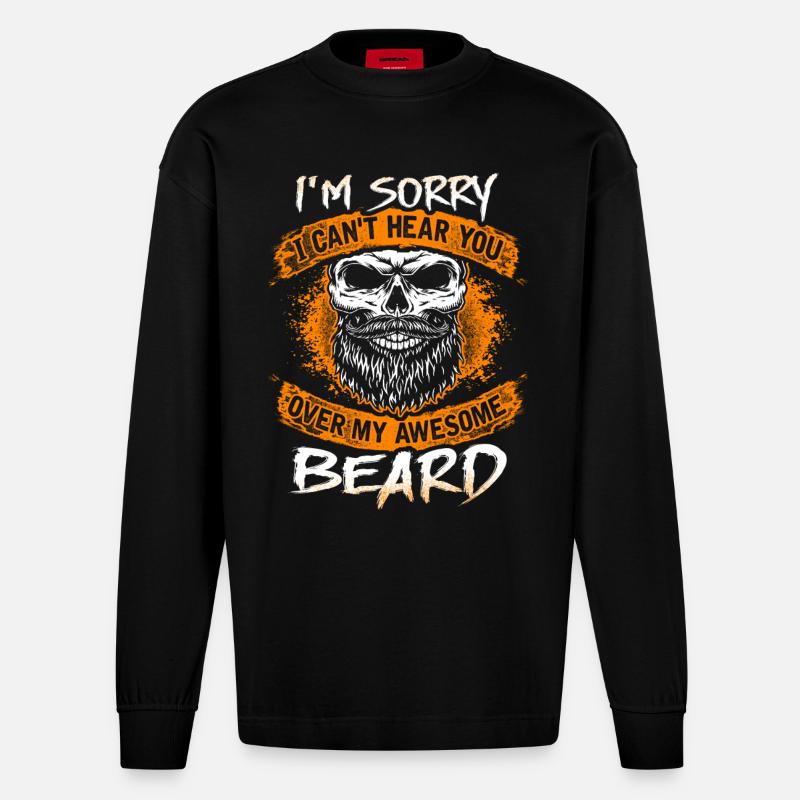 My awesome beard - EN - Heavyweight Oversized Organic Langarmshirt Made in EU - SOLID BLACK
