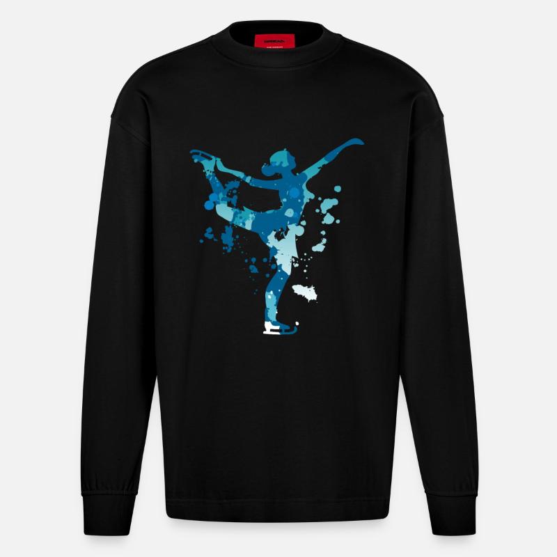Eiskunstlauf splash - Heavyweight Oversized Organic Langarmshirt Made in EU - SOLID BLACK