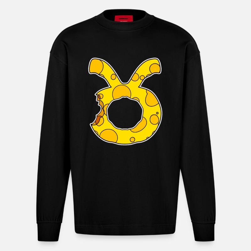 Sternzeichen Stier Symbol - Heavyweight Oversized Organic Langarmshirt Made in EU - SOLID BLACK