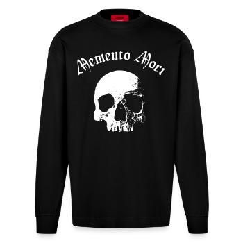 Memento Mori Crâne gothique - Manches longues bio épais oversize fabriqué en UE - SOLID BLACK - Devant