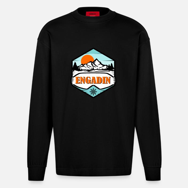 Engadin - Heavyweight Oversized Organic Langarmshirt Made in EU - SOLID BLACK
